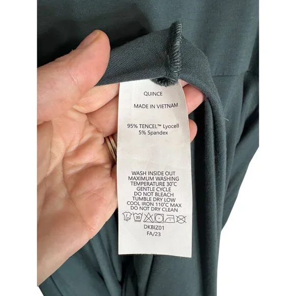 Quince Tencel Jersey Fit & Flare Dress Dark Olive-sz Medium - Picture 12 of 13